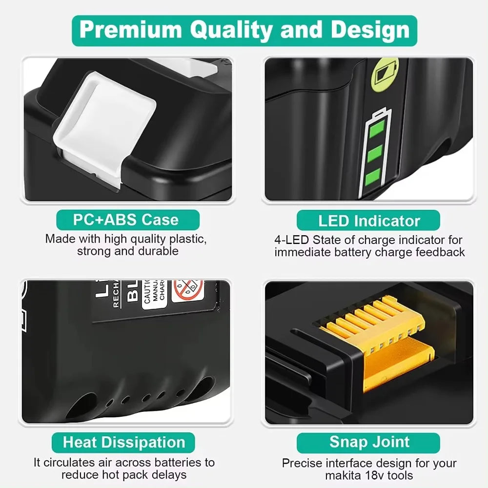 18V Replacement Battery for BL1860 BL1850B BL1840 BL1830 Power Tools