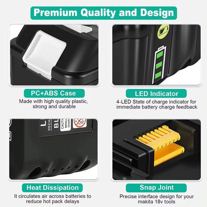 18V Replacement Battery for BL1860 BL1850B BL1840 BL1830 Power Tools