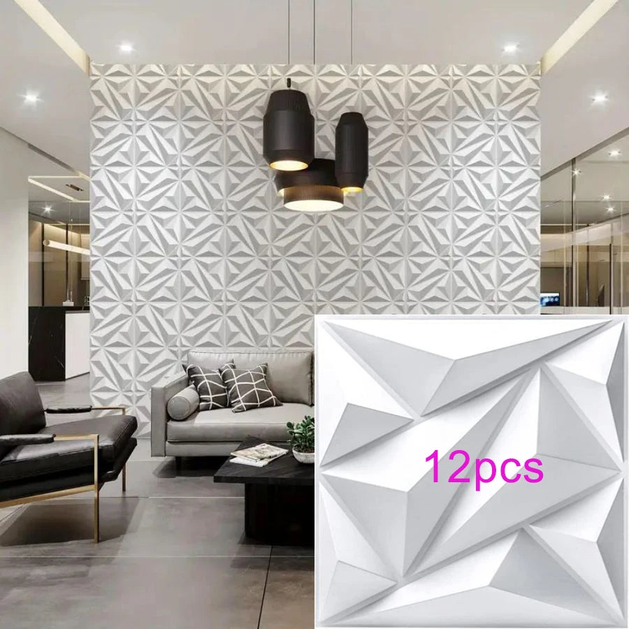 3D Geometric PVC Wall Panels 30-Pack 11.8x11.8in Modern Style Waterproof