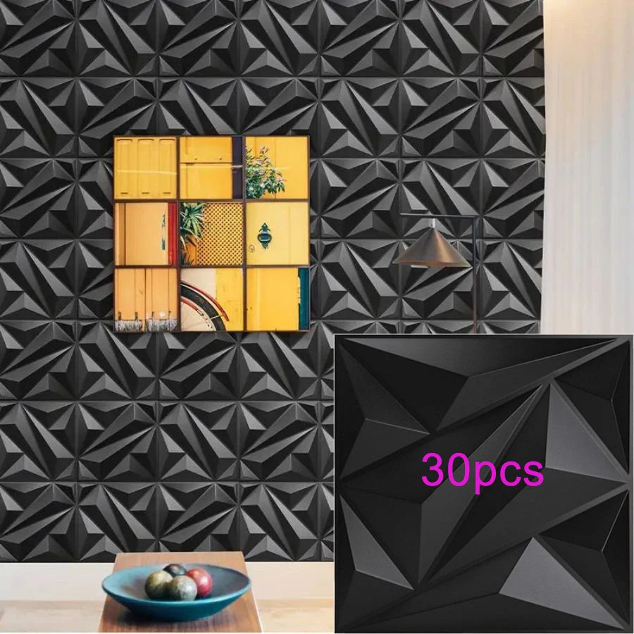 3D Geometric PVC Wall Panels 30-Pack 11.8x11.8in Modern Style Waterproof