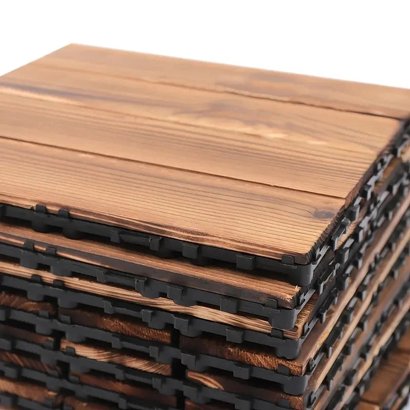 Carbonized Solid Wood Flooring Tiles for Outdoor Patio Balcony Garden
