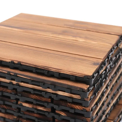 Carbonized Solid Wood Flooring Tiles for Outdoor Patio Balcony Garden