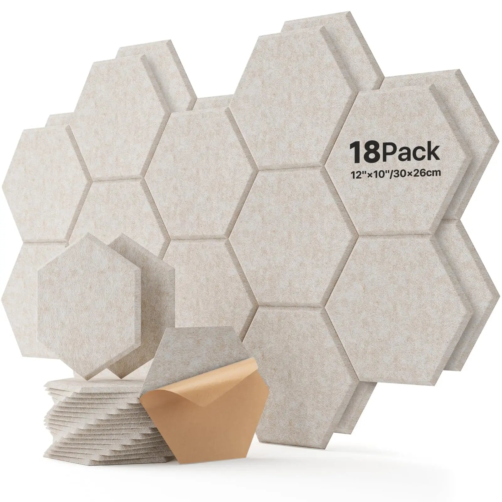 Self-Adhesive Hexagon Acoustic Foam Wall Panels 18-Pack Sound Insulation for Studio Office