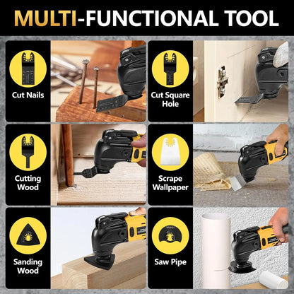 Brushless Cordless Oscillating Multi-Tool 6-Speed 8500-20000 OPM Quick-Change 23-Piece Kit for DeWalt 20V Battery
