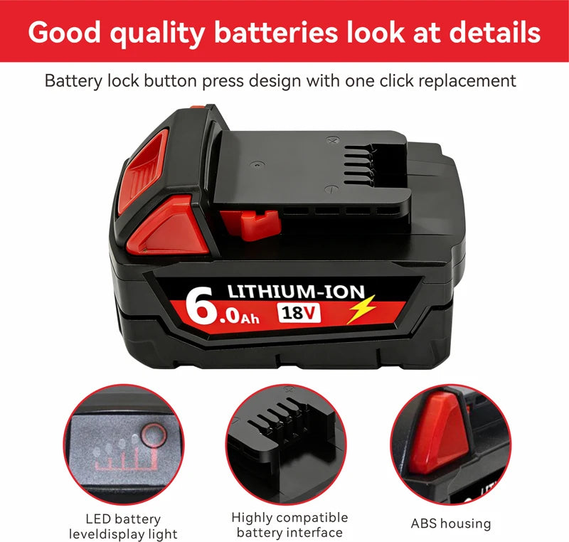 18V Lithium-ion Replacement Battery for M18 Cordless Power Tools