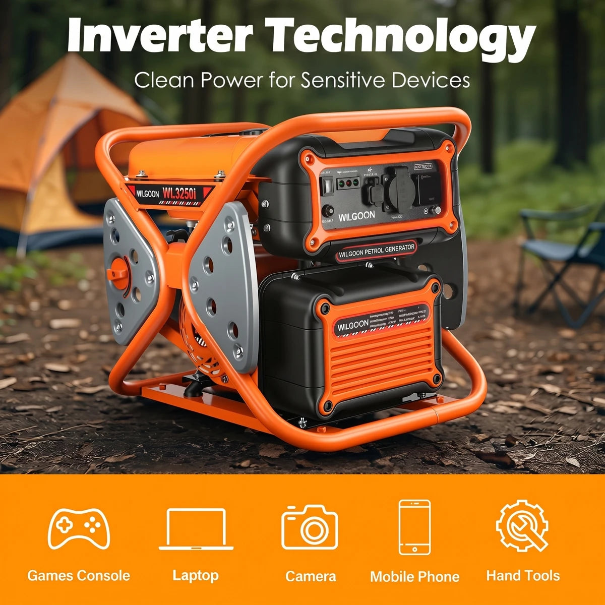 Inverter technology for sensitive devices – 3200W Open-Frame Petrol Generator, 210cc