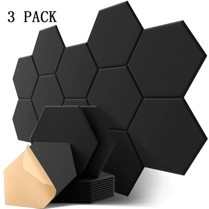 Self-Adhesive Hexagon Acoustic Foam Wall Panels 18-Pack Sound Insulation for Studio Office