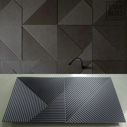3D Wave Stripe PVC Wall Panel Pack of 4 19.6x19.6in Modern Style