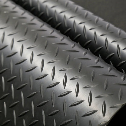 3mm Checker Rubber Flooring Mat Heavy Duty Diamond Pattern 78.7x19.7in Black