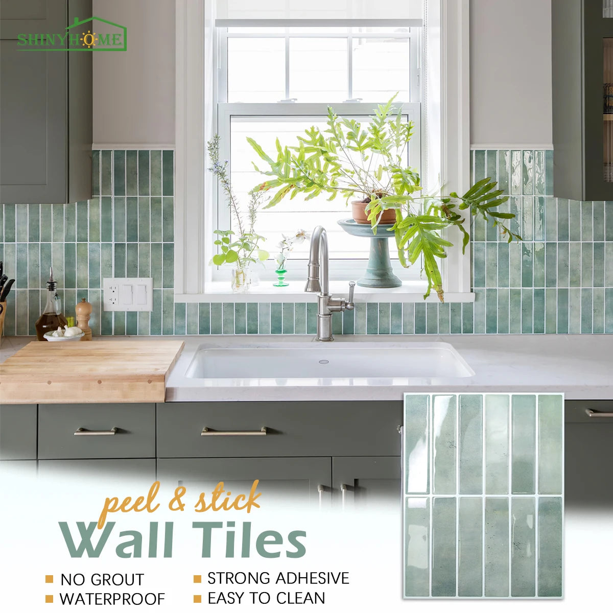 3D Imitation Handmade Tile Stickers 10-50 Pack Self-Adhesive Kitchen Backsplash Waterproof