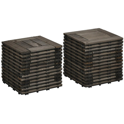 Interlocking Solid Wood Decking Tiles 27-Pack 30x30cm for Patio Balcony Hot Tub Charcoal Grey