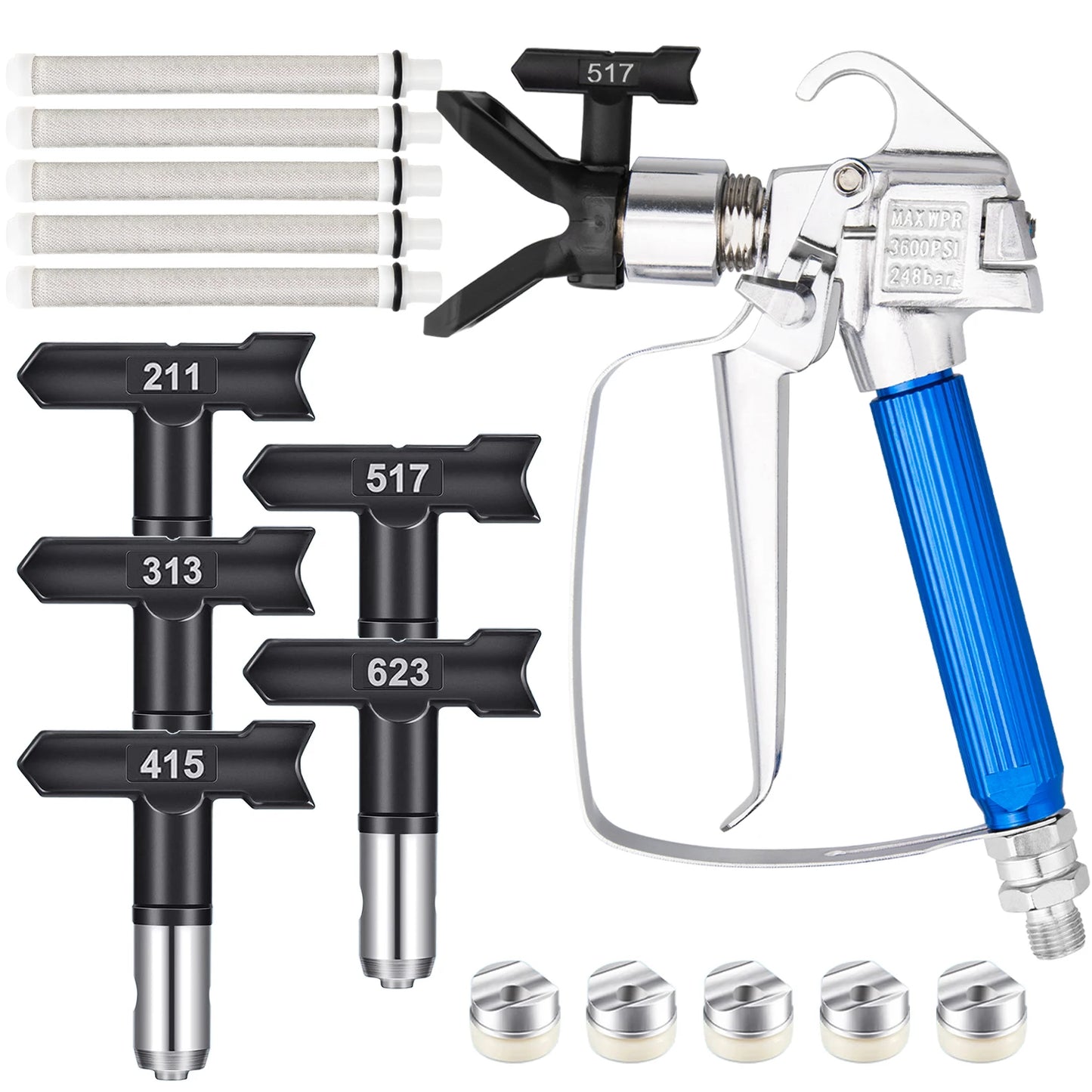 12-Piece Airless Spray Gun Set with Nozzle Guards Tips & Filters