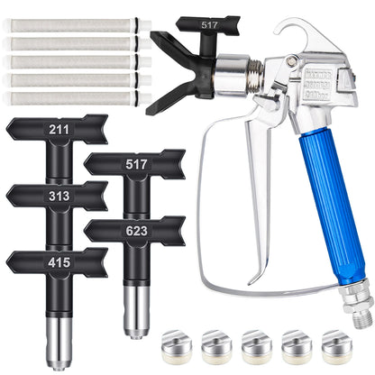 12-Piece Airless Spray Gun Set with Nozzle Guards Tips & Filters
