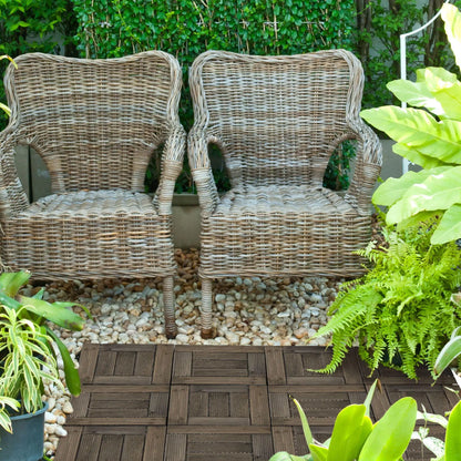 Interlocking Solid Wood Decking Tiles 27-Pack 30x30cm for Patio Balcony Hot Tub Charcoal Grey