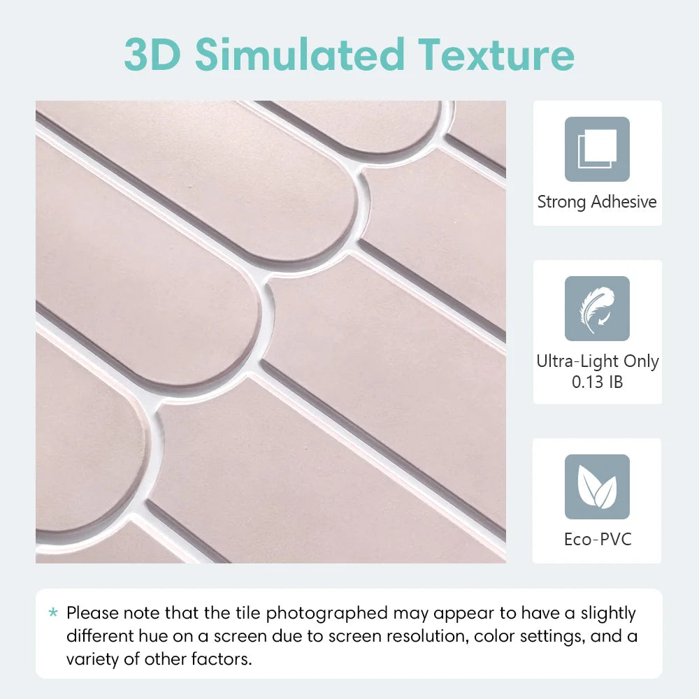 3D Linear Mosaic Peel-and-Stick Wall Panels 10-Pack 9.7sqft Modern Style