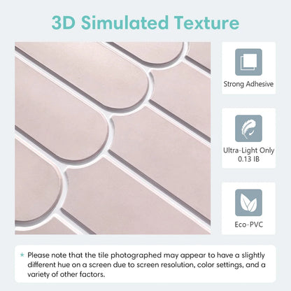 3D Linear Mosaic Peel-and-Stick Wall Panels 10-Pack 9.7sqft Modern Style
