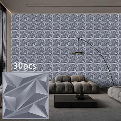 3D Geometric PVC Wall Panels 30-Pack 11.8x11.8in Modern Style Waterproof