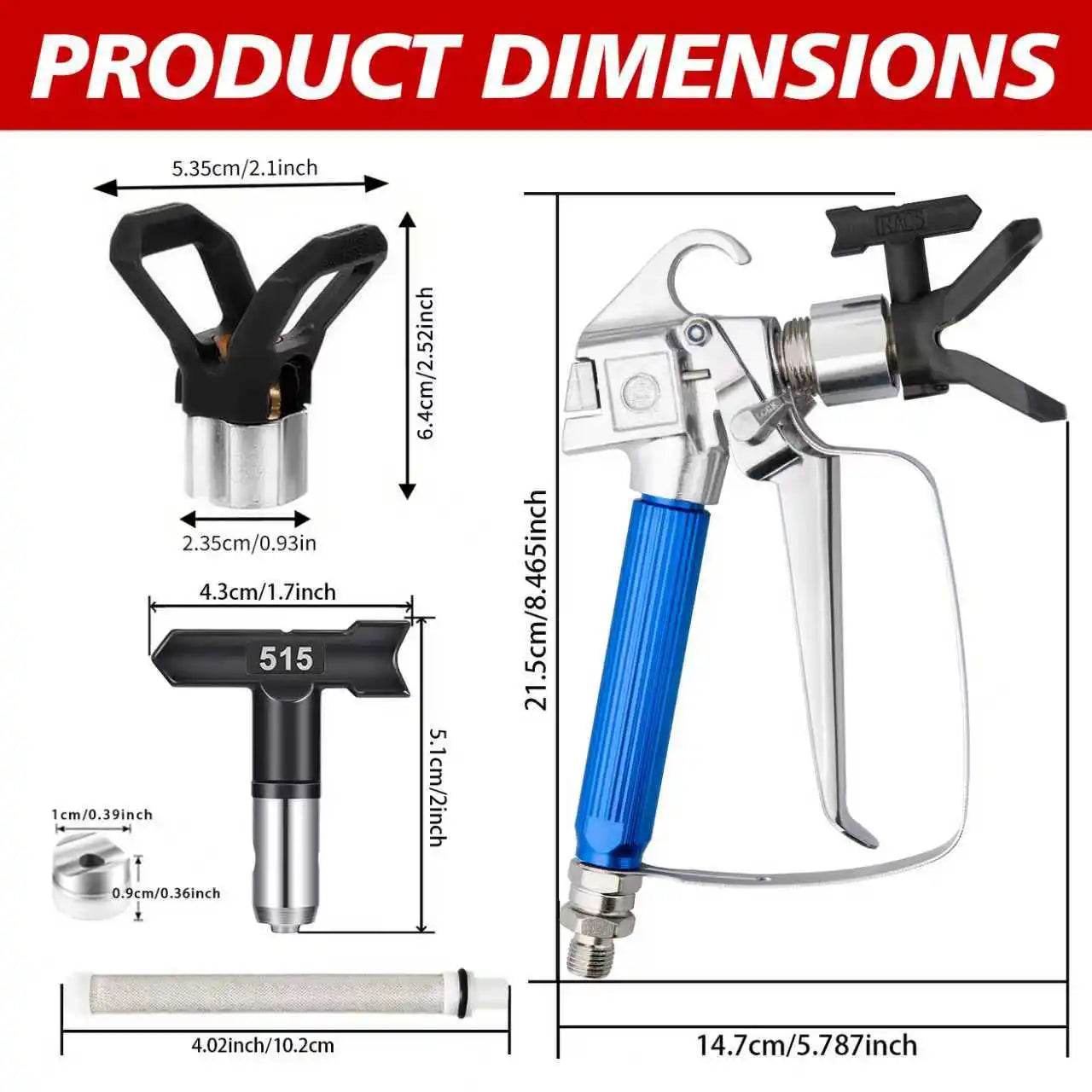 12-Piece Airless Spray Gun Set with Nozzle Guards Tips & Filters
