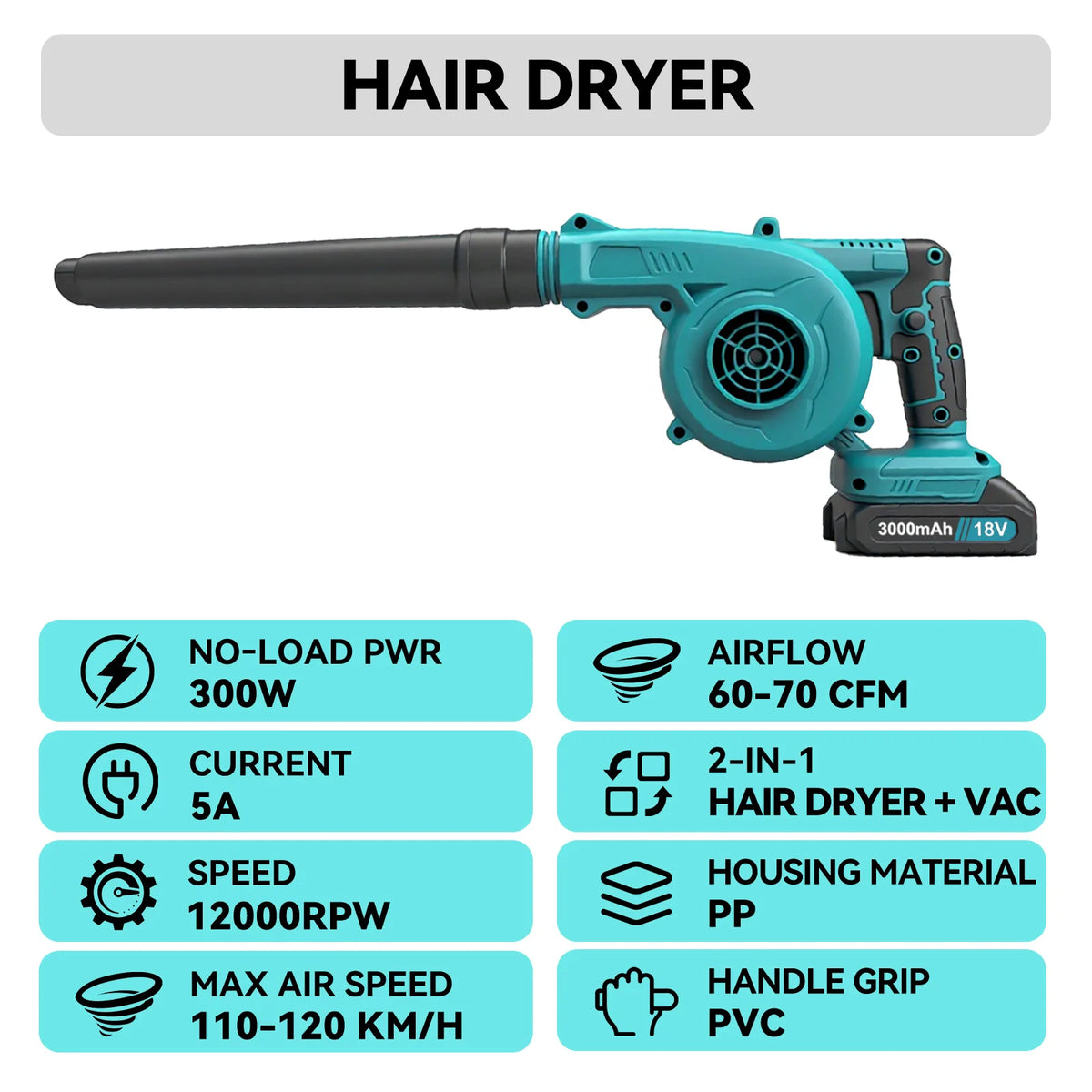 Makita Compatible 2-in-1 Cordless Leaf Blower & Vacuum – Makita-compatible, view 8