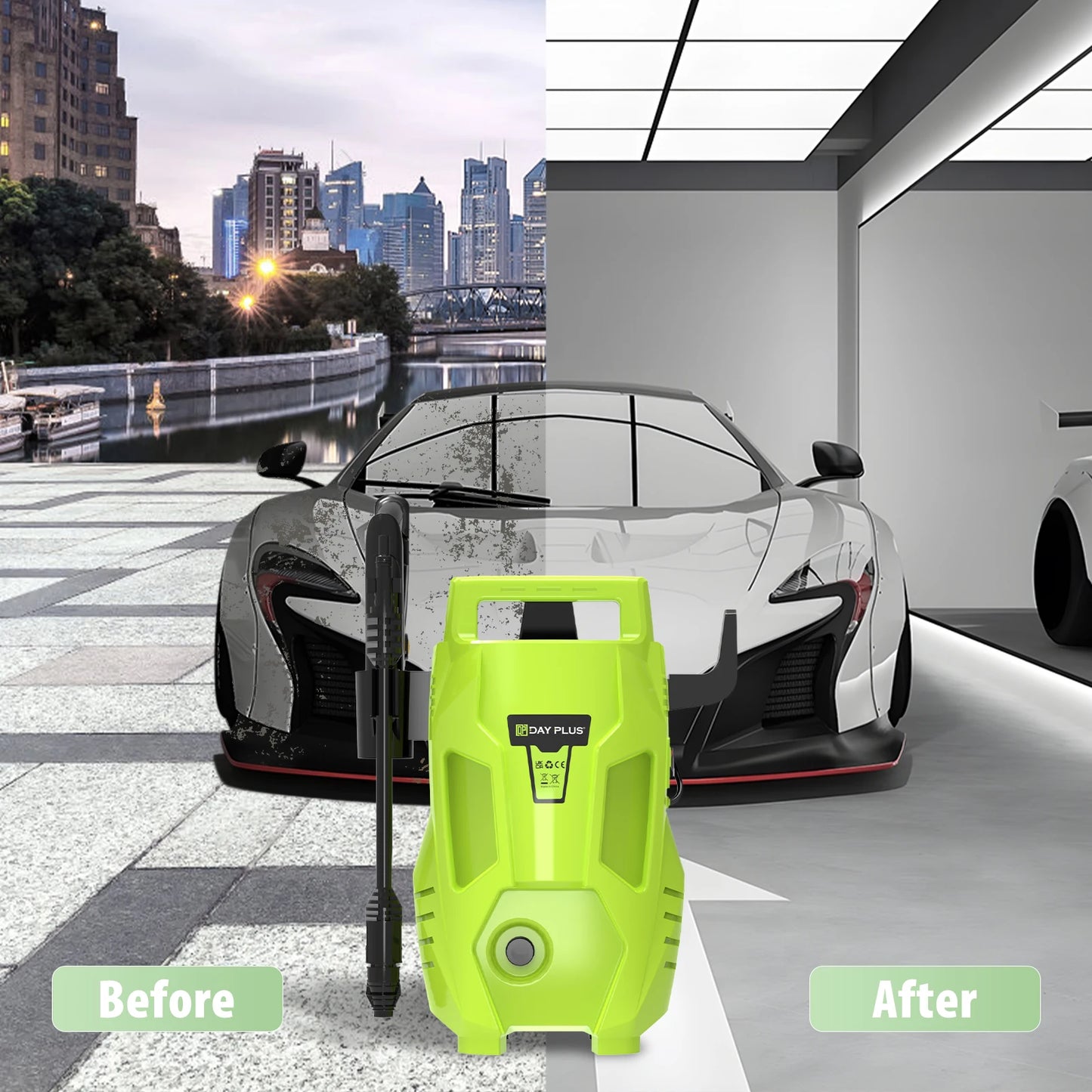 2300W Electric Pressure Washer 2050PSI 1.6GPM with Adjustable Nozzle and Detergent Tank
