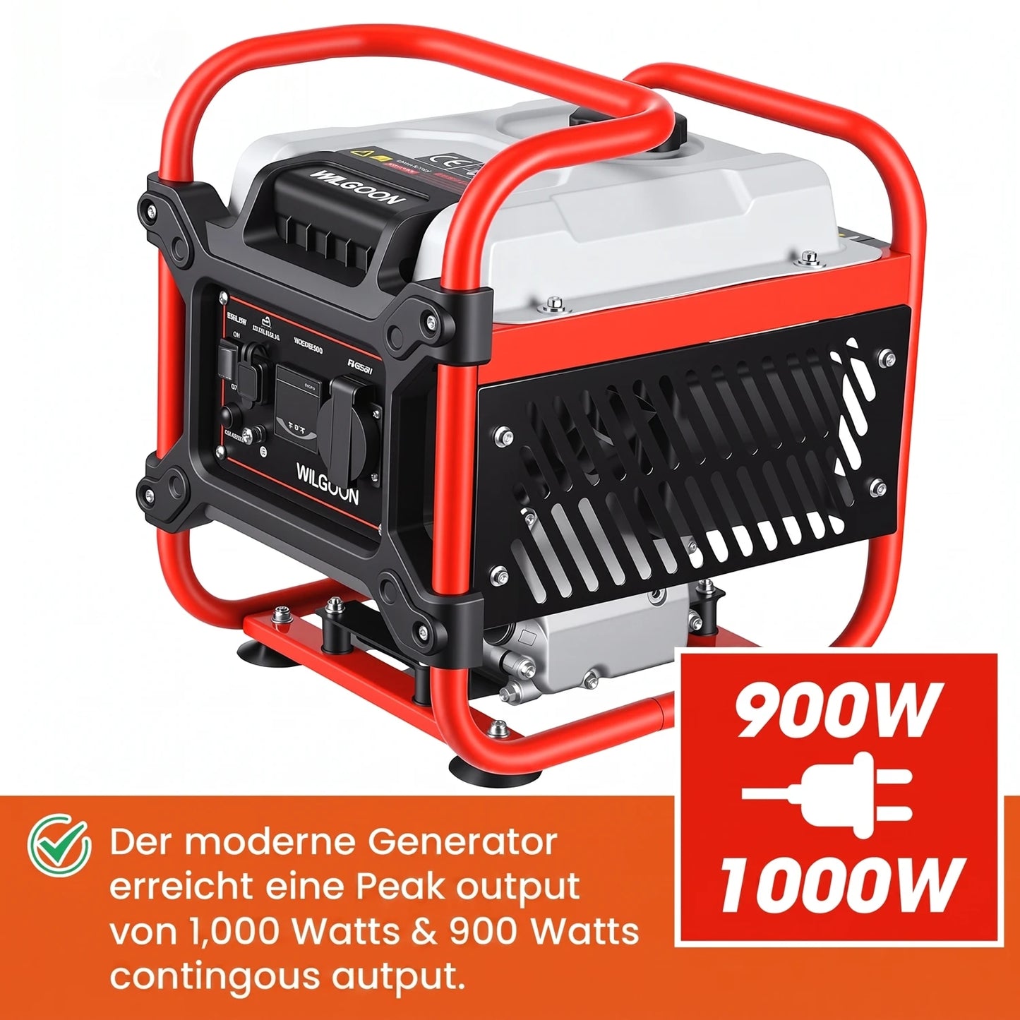 1000W Portable Inverter Generator 105cc 4-Stroke Gasoline 230V AC USB for Camping Motorhome