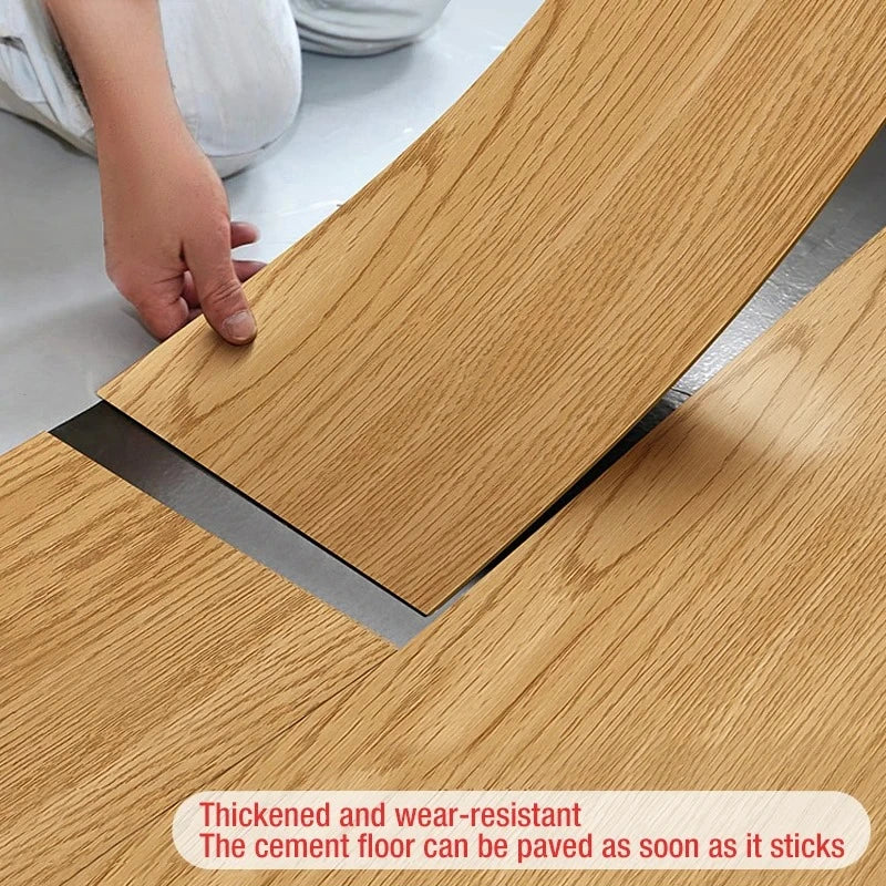 10-Pack Self-Adhesive PVC Floor Stickers 15.75x5.98in Wood Grain Waterproof