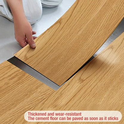 10-Pack Self-Adhesive PVC Floor Stickers 15.75x5.98in Wood Grain Waterproof