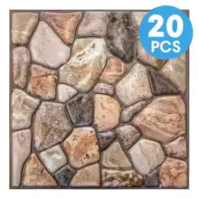 3D Faux Stone Self-Adhesive Wall Panels 10-20 Pack 9.7sqft Grey