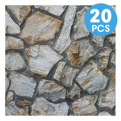 3D Faux Stone Self-Adhesive Wall Panels 10-20 Pack 9.7sqft Grey