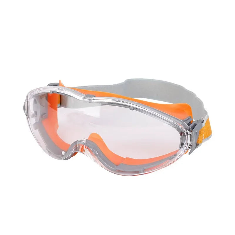 Clear safety goggles with orange strap – Anti-Fog Impact-Resistant Safety Goggles