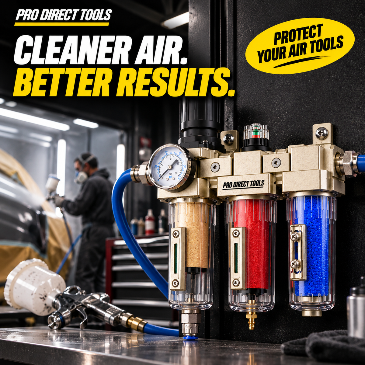 Cleaner air for spray finishing – AirPure 3 Three-Stage Compressed Air Filter & Dryer