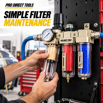 Simple filter maintenance – AirPure 3 Three-Stage Compressed Air Filter & Dryer