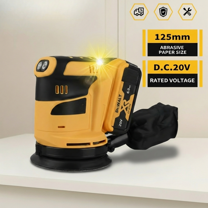 Cordless orbital sander, 125 mm pad – DeWalt-compatible