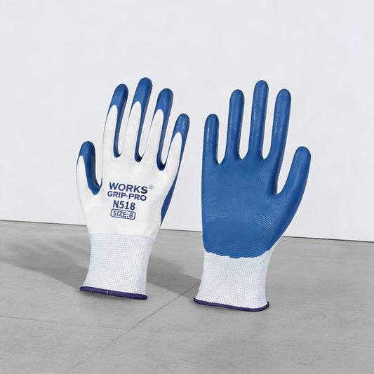 Heavy-Duty Nitrile Coated Work Gloves: Non-Slip, Breathable, Industrial Safety