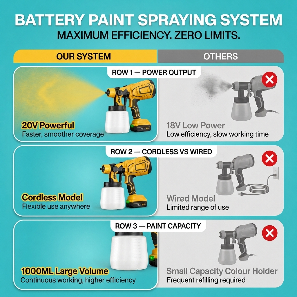 Dewalt Compatible Pro Paint Sprayer + Battery Power Bundle & Accessories