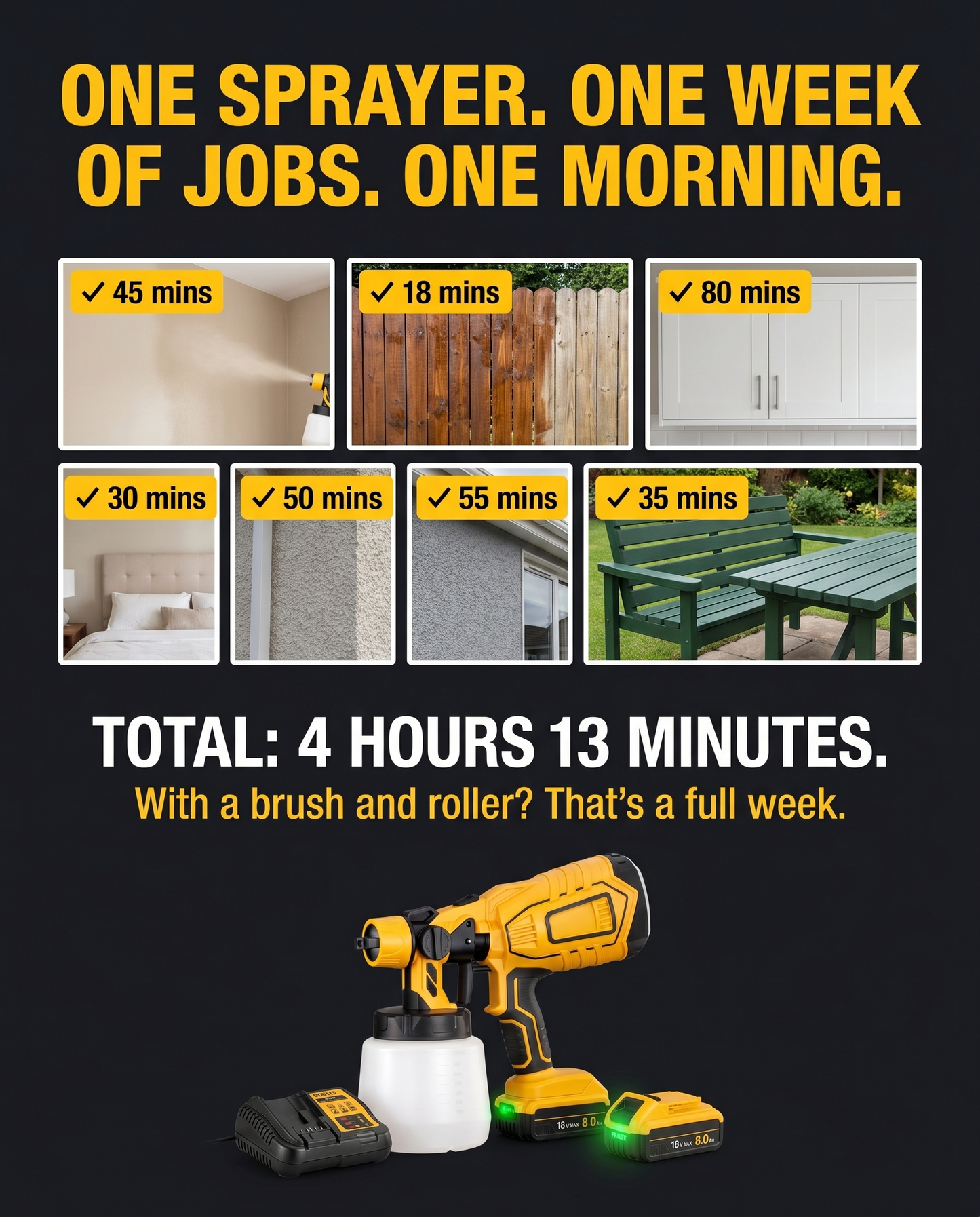 Dewalt Compatible Pro Paint Sprayer + Battery Power Bundle & Accessories