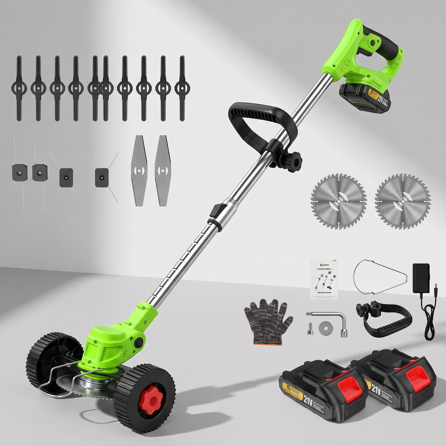 Makita Compatible Cordless Grass Trimmer Adjustable Length Lawn Mower Wheels Handheld Brush Cutter Weed Eater for Makita 18V Battery Pin