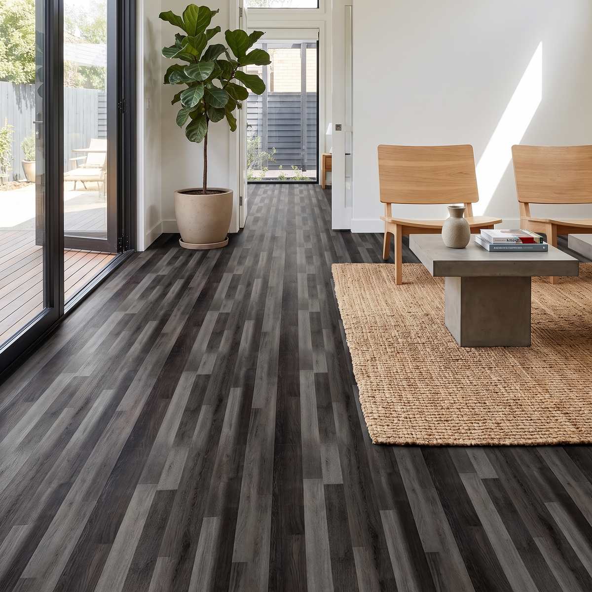 10-Pack Self-Adhesive PVC Floor Stickers 15.75x5.98in Wood Grain Waterproof