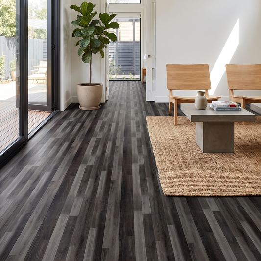 10-Pack Self-Adhesive PVC Floor Stickers 15.75x5.98in Wood Grain Waterproof