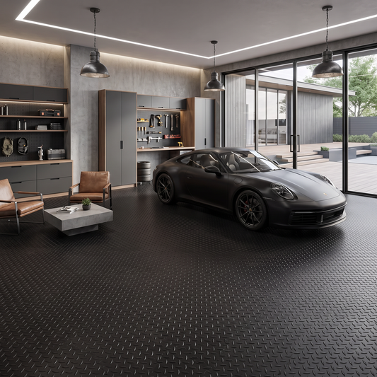 3mm Checker Rubber Flooring Mat Heavy Duty Diamond Pattern 78.7x19.7in Black