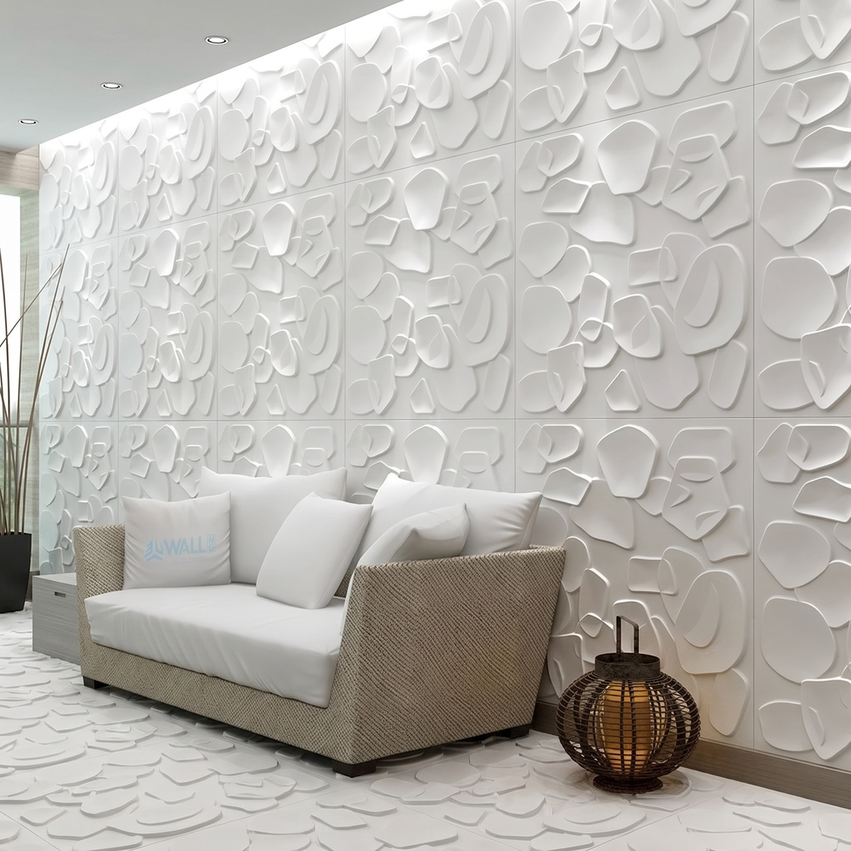 3D Geometric PVC Wall Panel Pack of 12 19.6x19.6in Modern Style