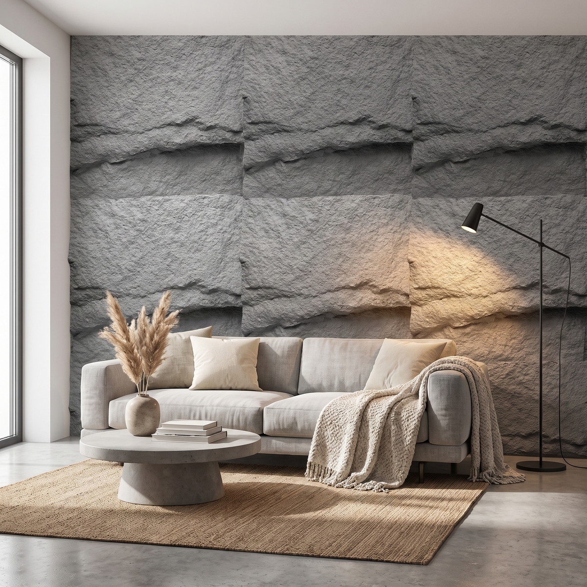 3D Stone Brick PVC Wall Panel Pack of 4 11.8x11.8in Modern Style