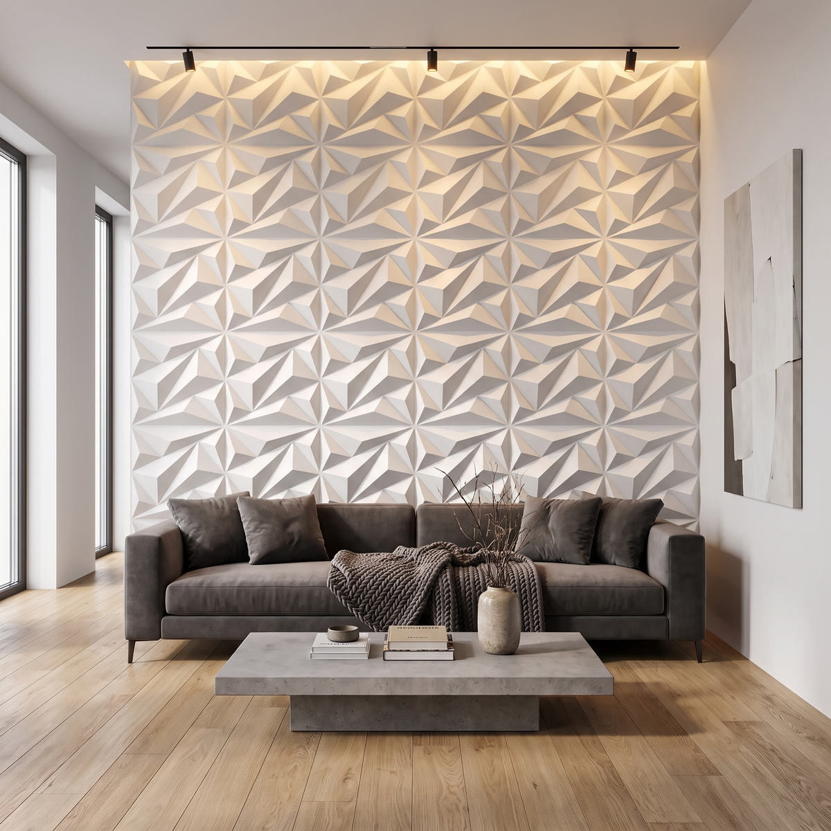 3D Textured PVC Wall Panels 12-20 Pack 11.81x11.81in Modern Style