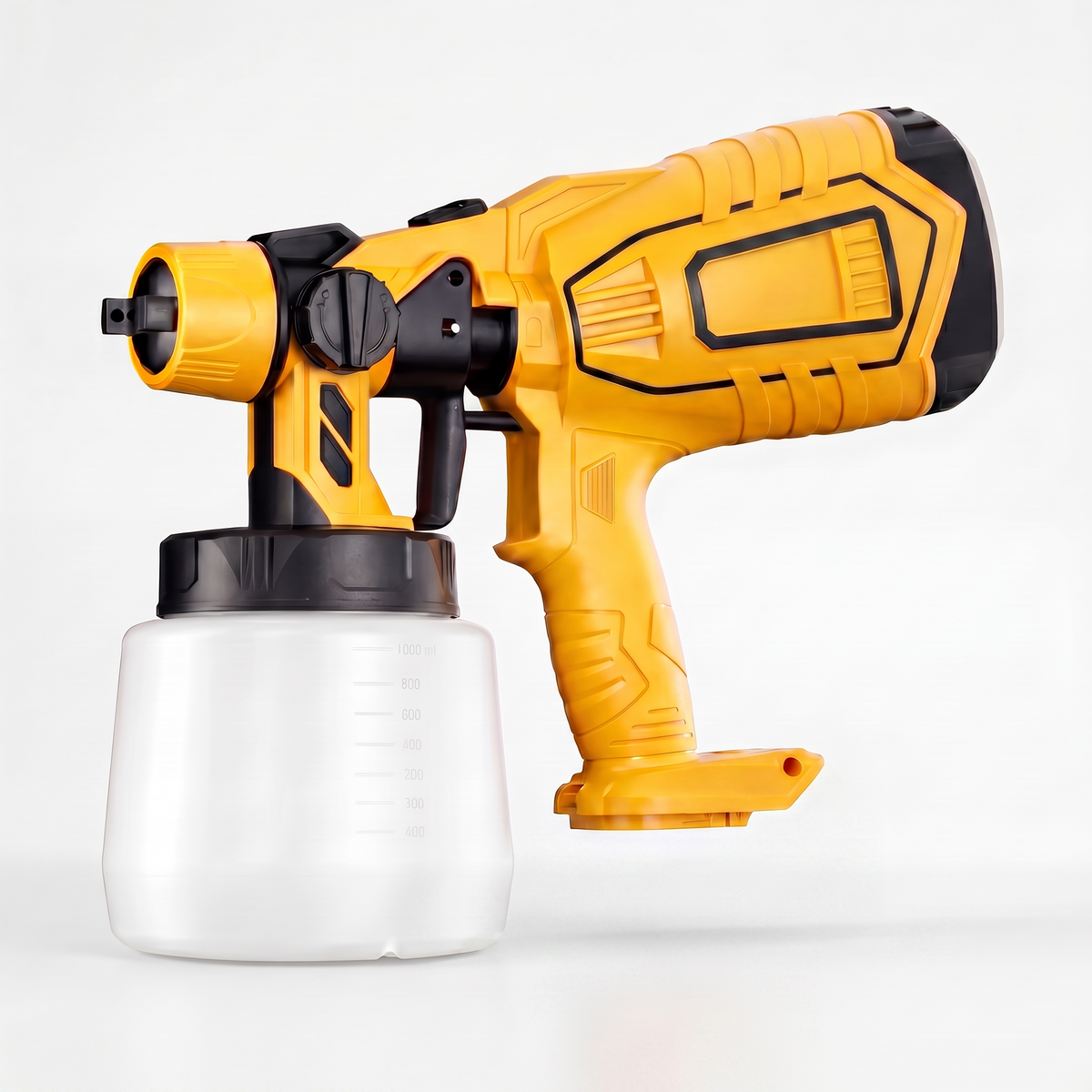 Sprayer with 1000 ml container, front view – DeWalt-compatible