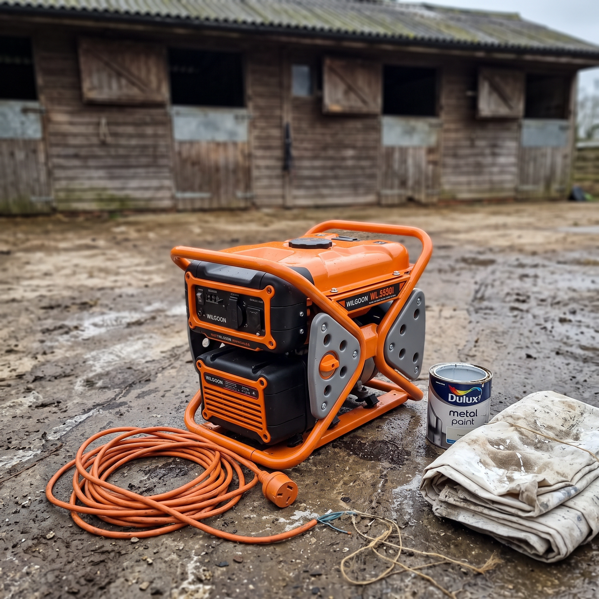 Generator beside a stable block – 3200W Open-Frame Petrol Generator, 210cc