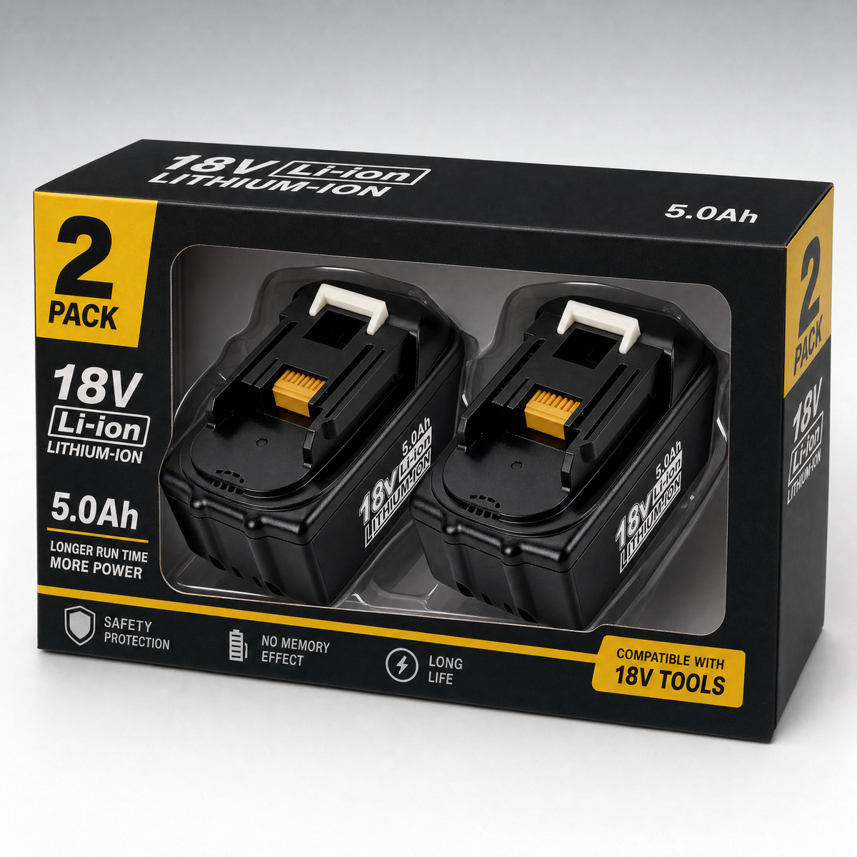 2 Pack 18V Makita Compatible Battery Replacement | BL1830 BL1840 6000mAh Li-ion Battery