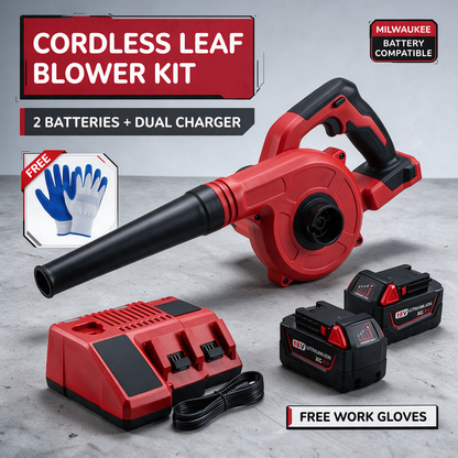 Milwaukee-compatible blower kit with 2 batteries and dual charger