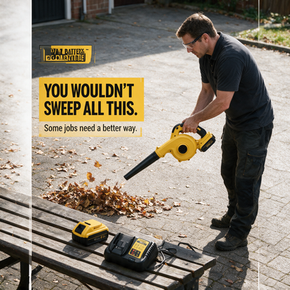 Blowing leaves off a patio – DeWalt-compatible