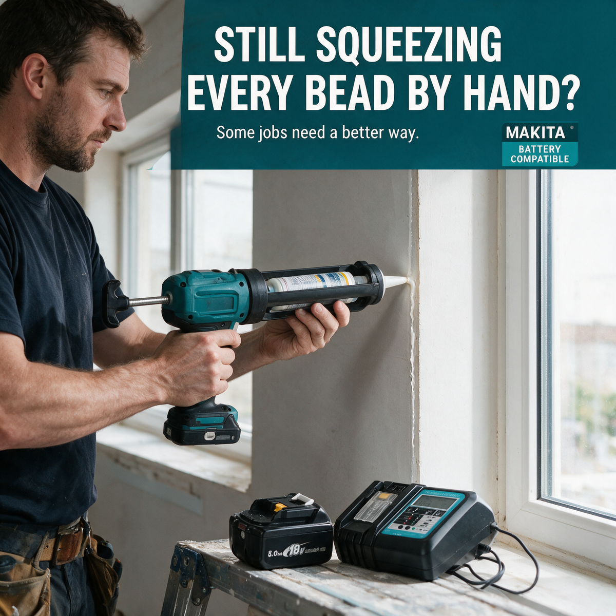 Sealing a window frame – Makita-compatible