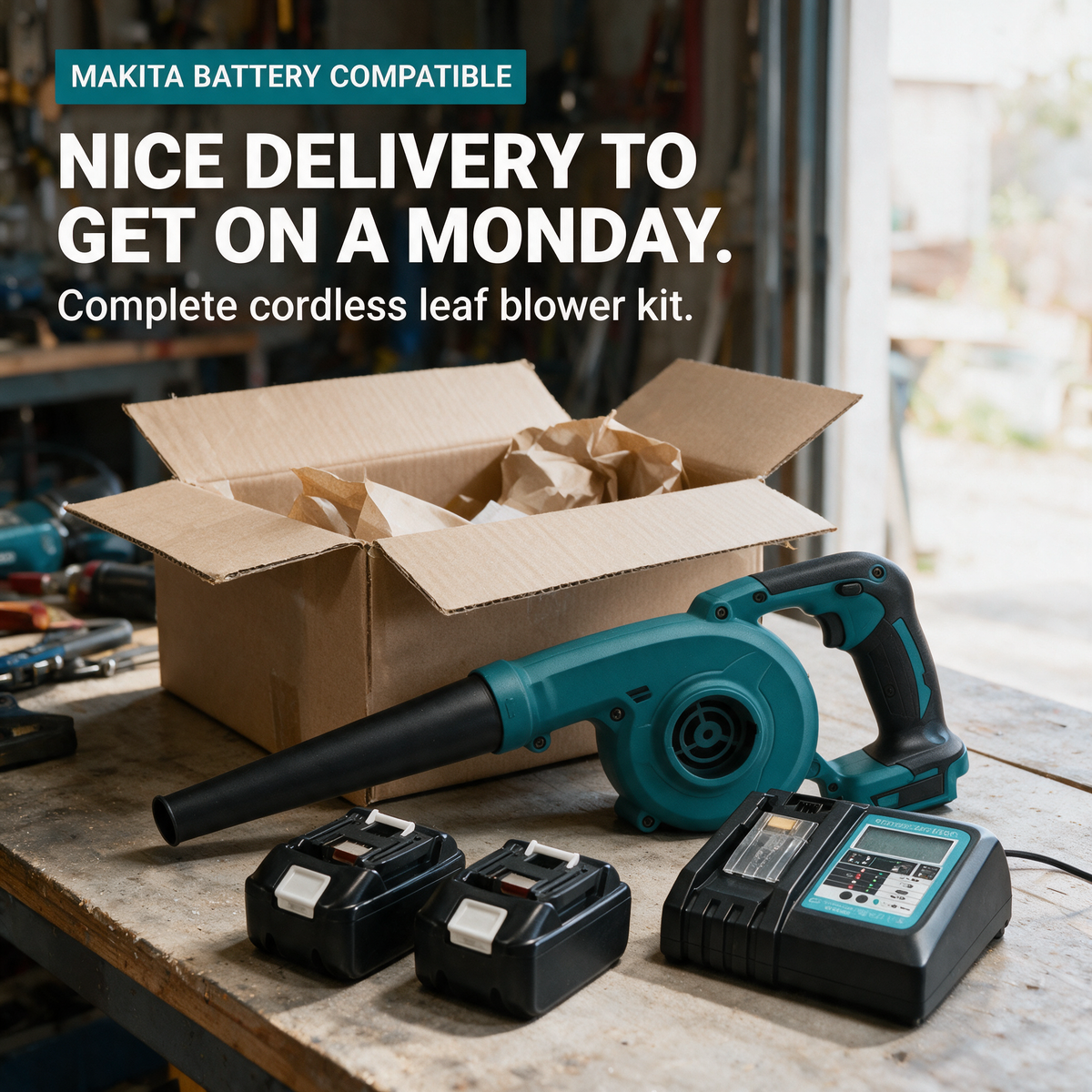 Blower kit unboxed – Makita-compatible